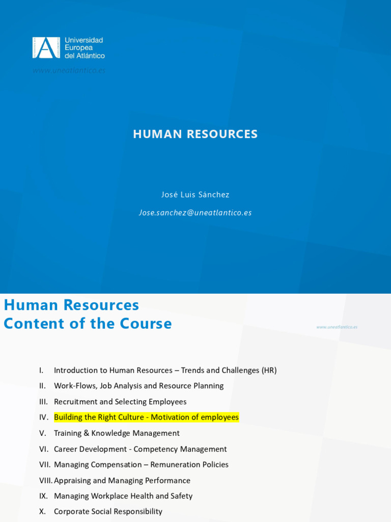 Human Resources Course Overview | PDF | Motivational | Motivation