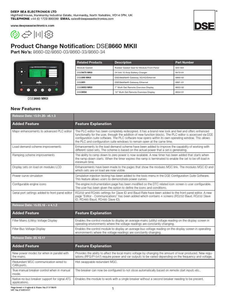Product Change Notice 8660 MKII Ph 6 Jan 20V2 | PDF | Computer ...