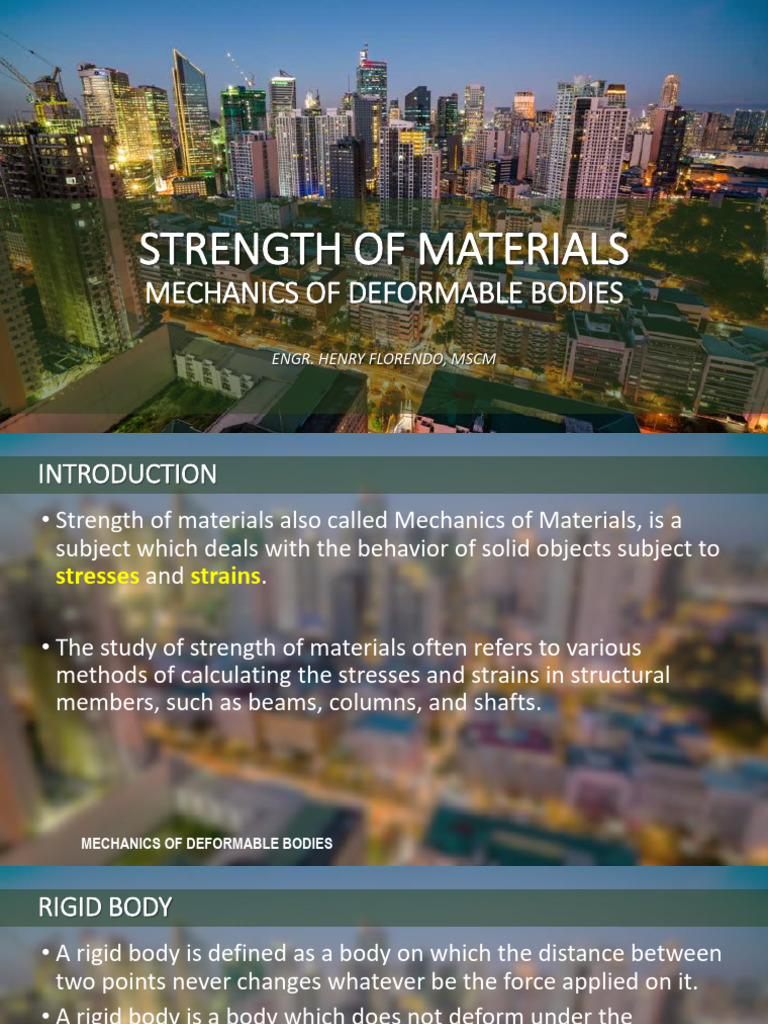 Strength of Materials Overview | PDF | Deformation (Engineering ...