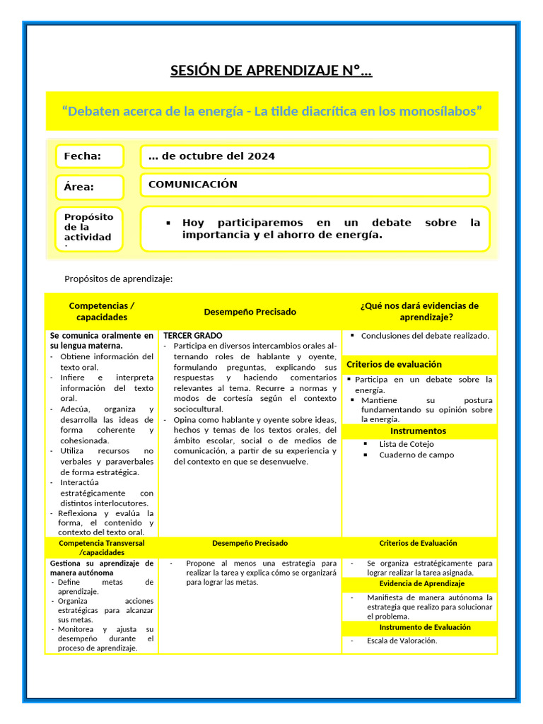 07 de Octubre - Comunicacion - Tercer Grado | PDF | Aprendizaje