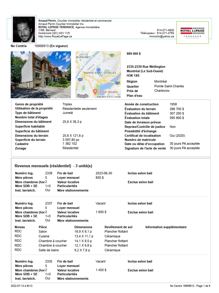 Triplex à vendre rue Wellington, Montréal | PDF
