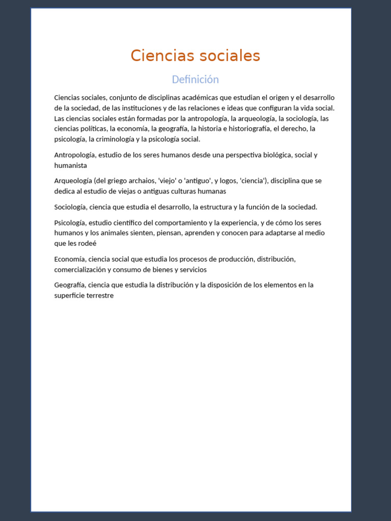 Definición de Ciencias Sociales | PDF