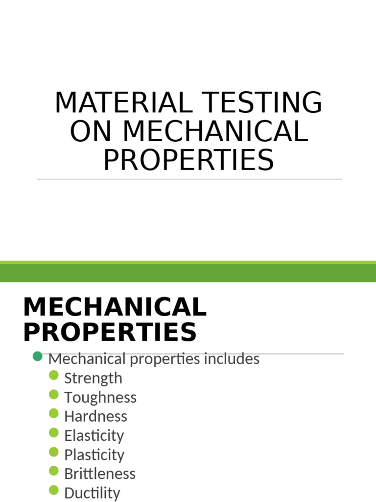 Material Testing for Mechanical Properties | PDF | Ultimate Tensile ...