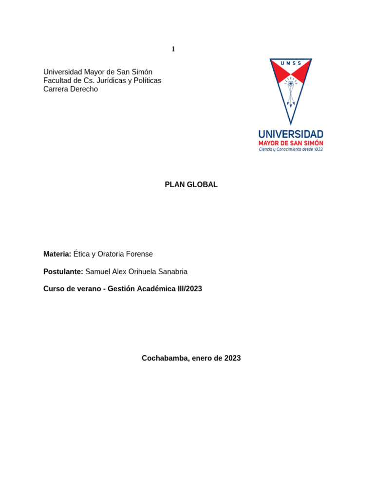 Plan Global 2023 ETICA OFICIAL | PDF | Evaluación | Hablar en público