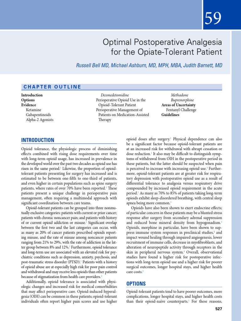 Postoperative Pain Management for Opiate-Tolerant Patients | PDF ...