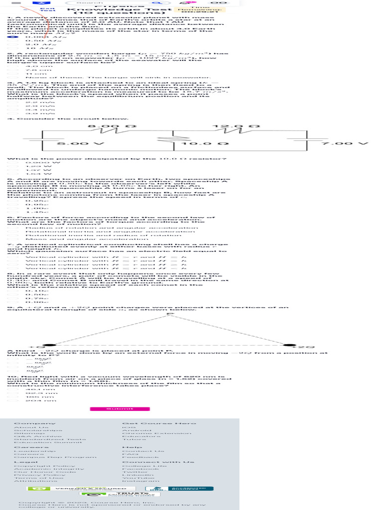 Tutor Subject Quiz - Course Hero | PDF | Astronomical Unit | Acceleration