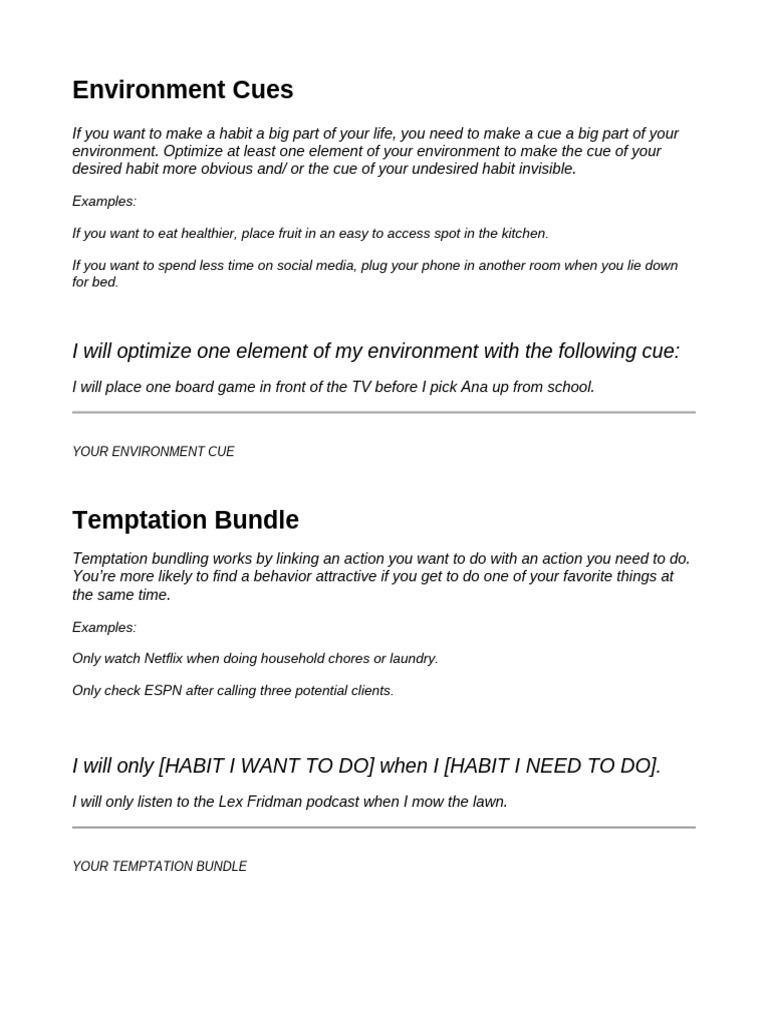 Optimizing Habits with Temptation Bundling | PDF