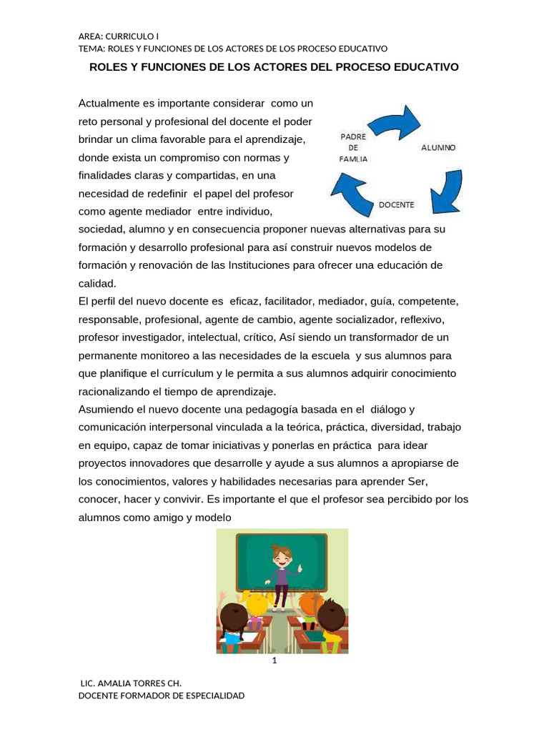 Roles y Funciones en la Educación | PDF | Maestros | Plan de estudios