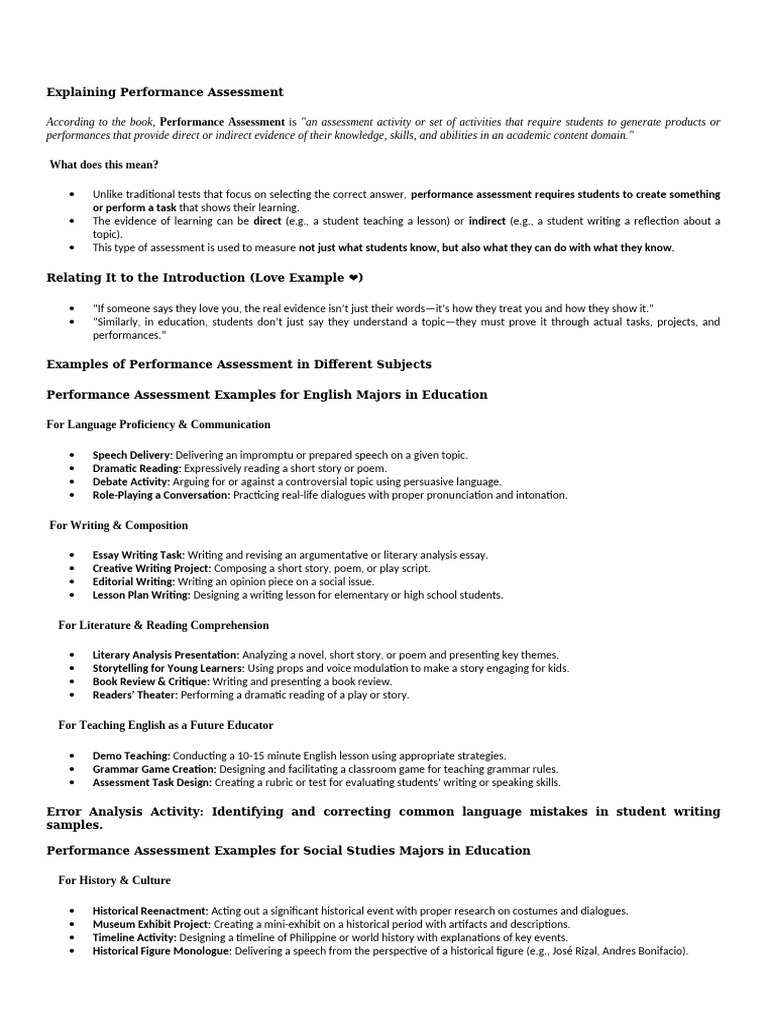 Introduction To Performance Assessment | PDF | Educational Assessment ...