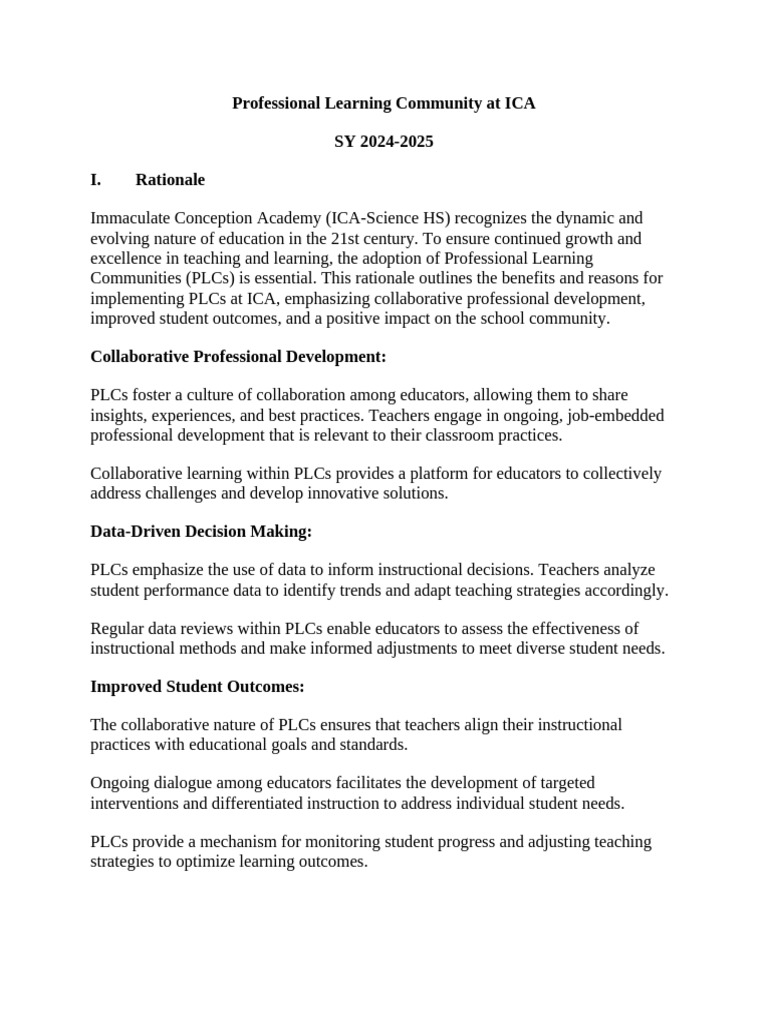 Professional Learning Community 2425 | PDF | Mentorship ...