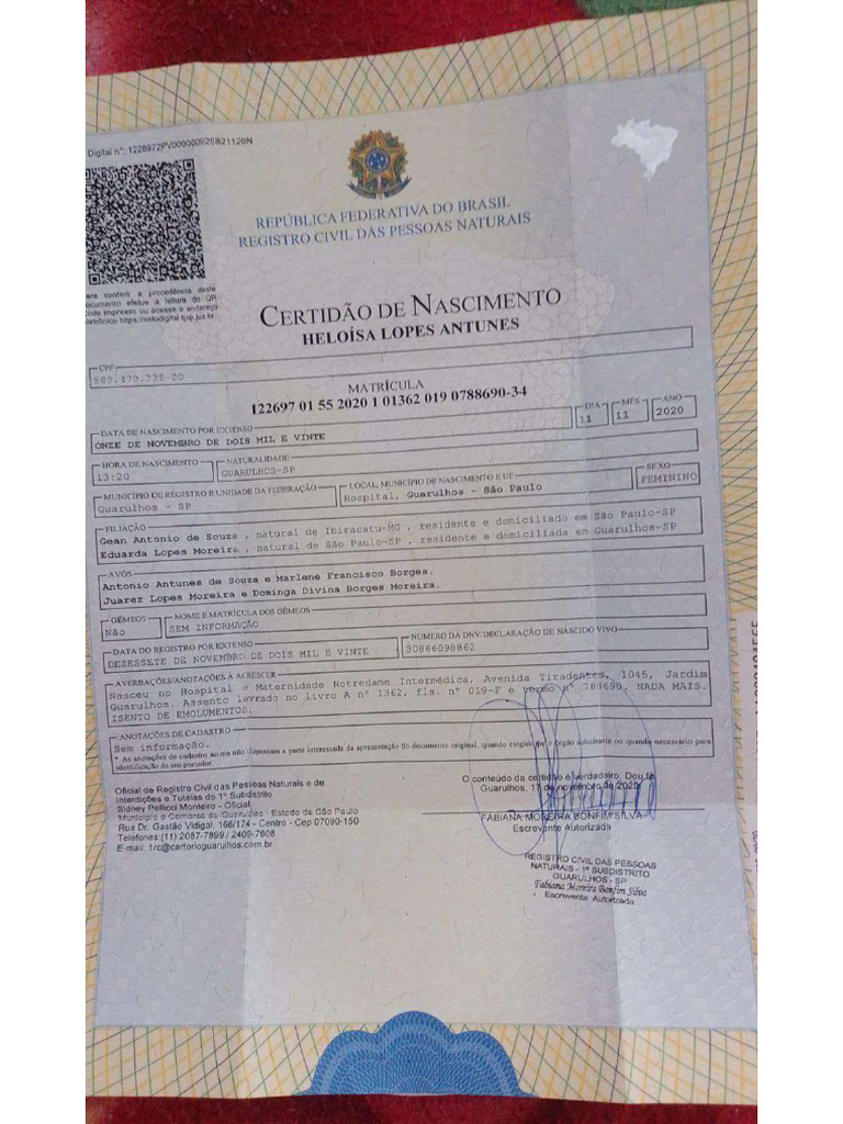 PDF certidão nascimento | PDF