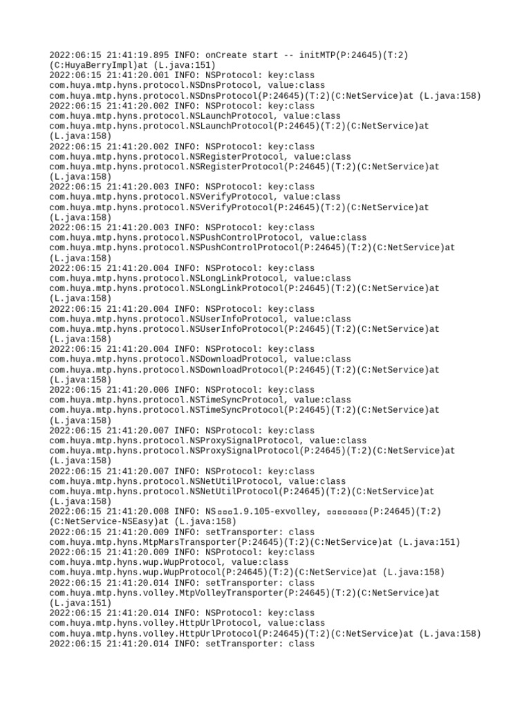 Huya MTP Protocol Initialization Logs | PDF | System Software ...
