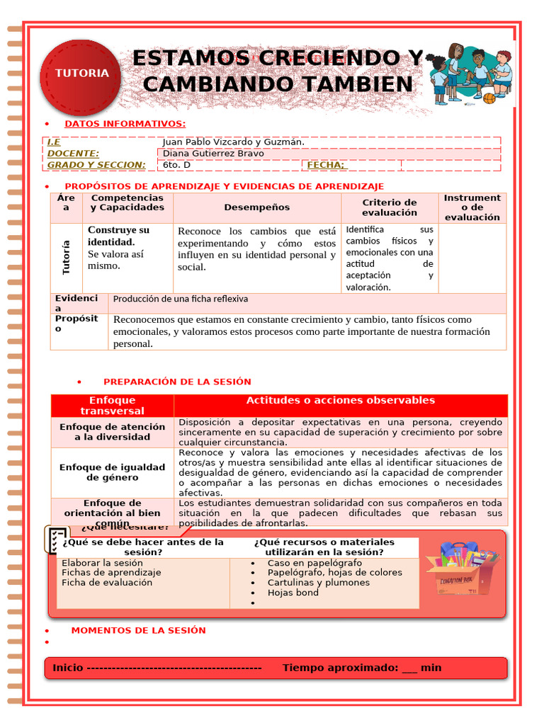 U1-Sesión-Tutoria Estamos Creciendo y Cambiando Tambien | PDF | Las ...