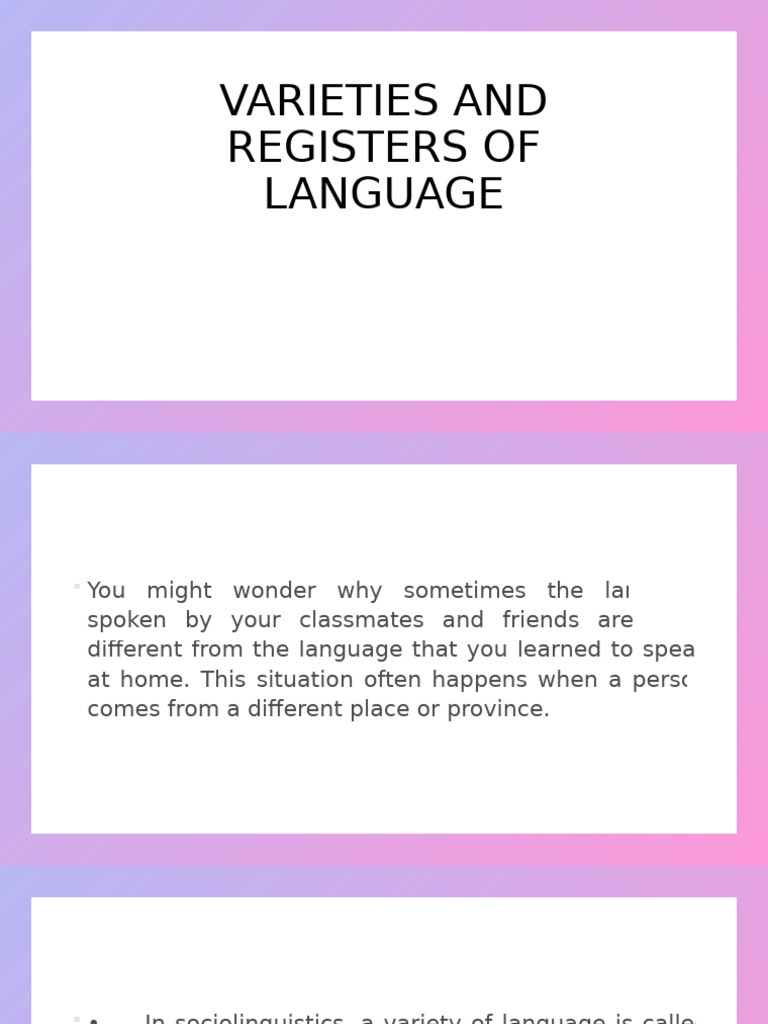 Understanding Language Varieties and Registers | PDF | Linguistics ...