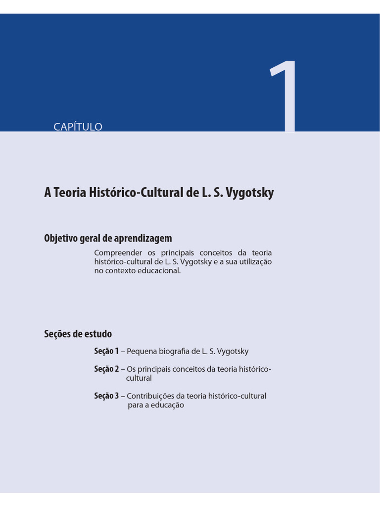 Teoria Histórico-Cultural de Vygotsky | PDF | Psicologia | Aprendizado