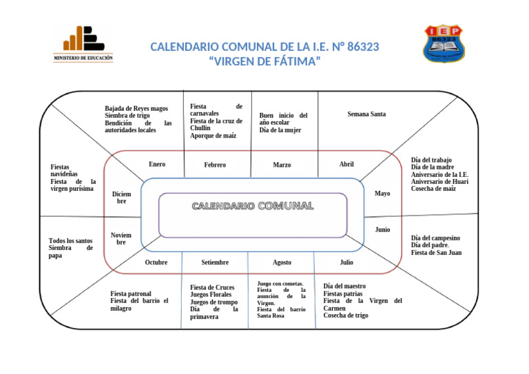 Calendario Comunal I.E. N° 86323 2025 | PDF | Fiestas cristianas y días ...
