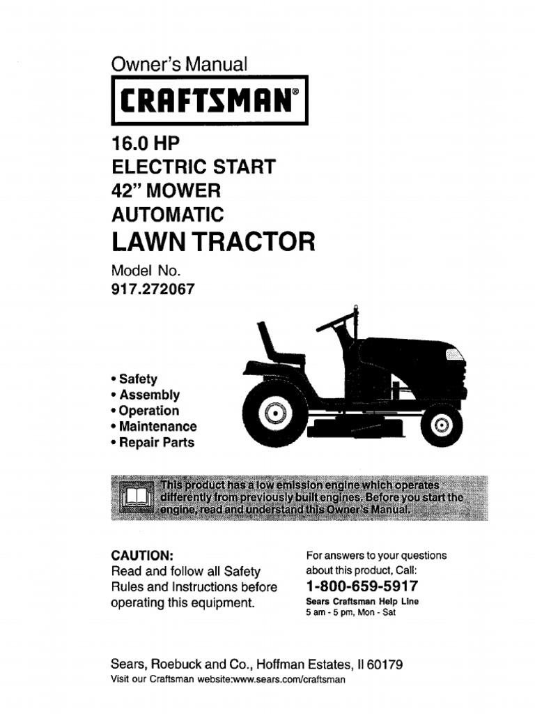 Craftsman 42" Lawn Tractor Manual | PDF | Tractor | Clutch