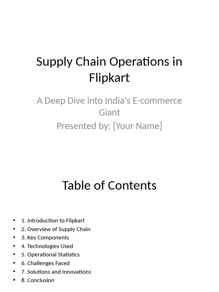 Flipkart Supply Chain Operations Pdf