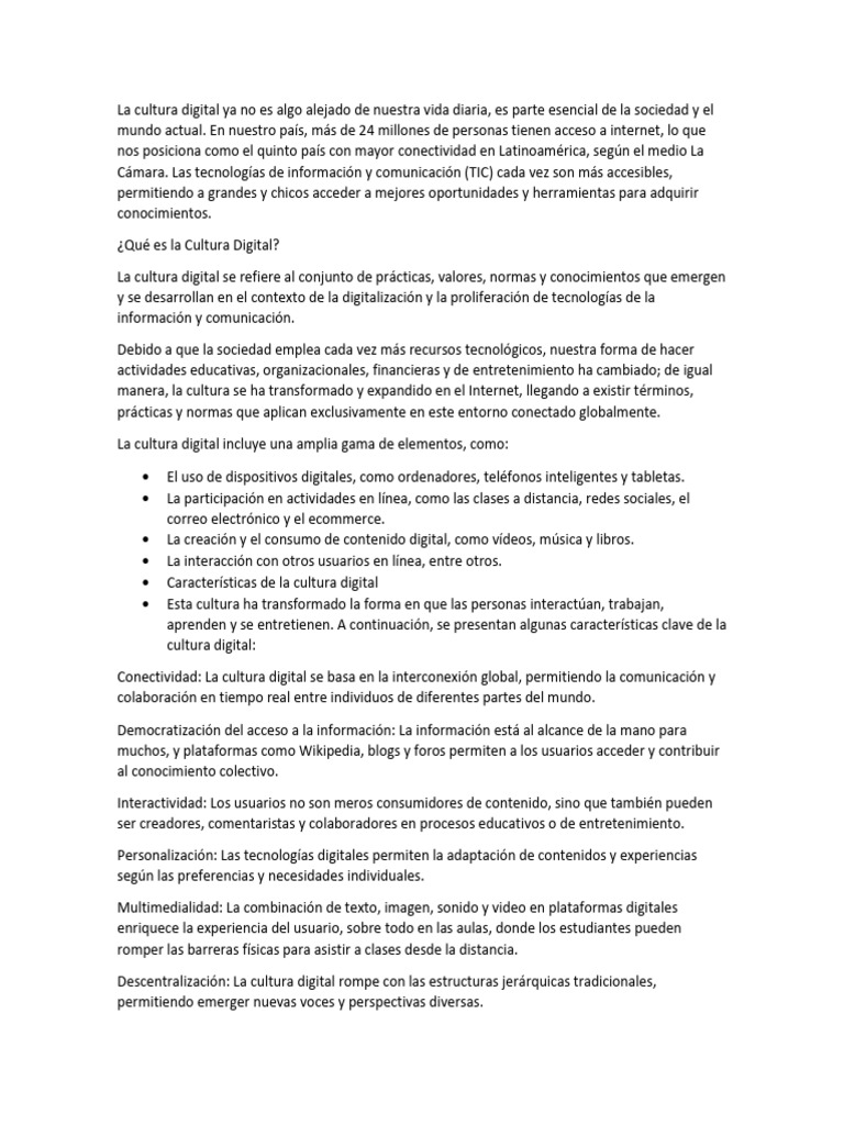 Cultura Digital en la Vida Cotidiana | PDF | Internet | Aprendizaje