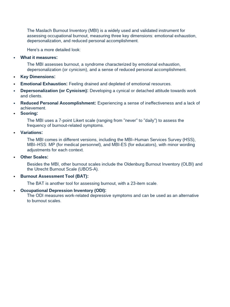 The Maslach Burnout Inventory | PDF