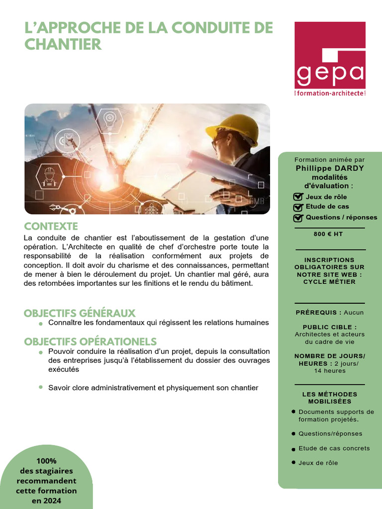 Formation sur la conduite de chantier | PDF