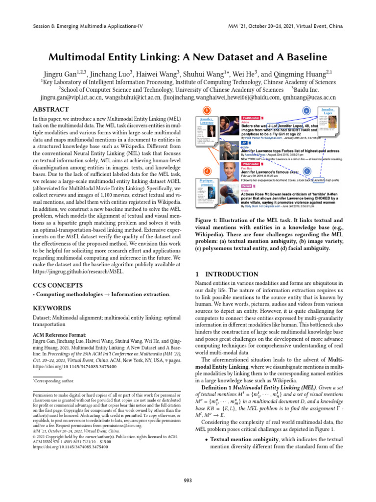 Multimodal Entity Linking Dataset Release | PDF | Data | Information