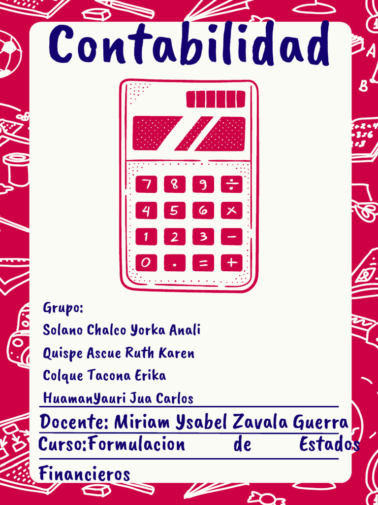 Dibujo A Mano Objetos Escolares Contabilidad Carátula A4 | PDF