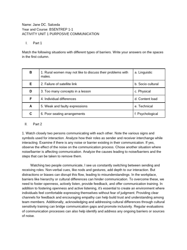 Overcoming Communication Barriers | PDF | Communication | Human ...