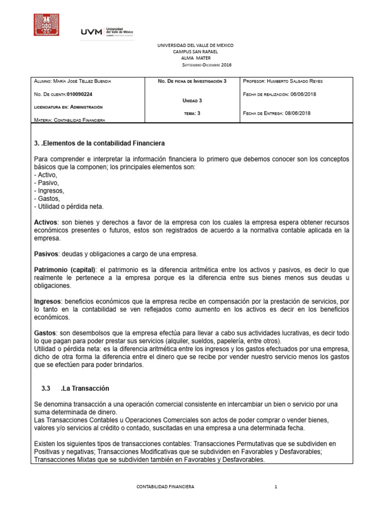 Elementos Clave de la Contabilidad Financiera | PDF | Contabilidad ...