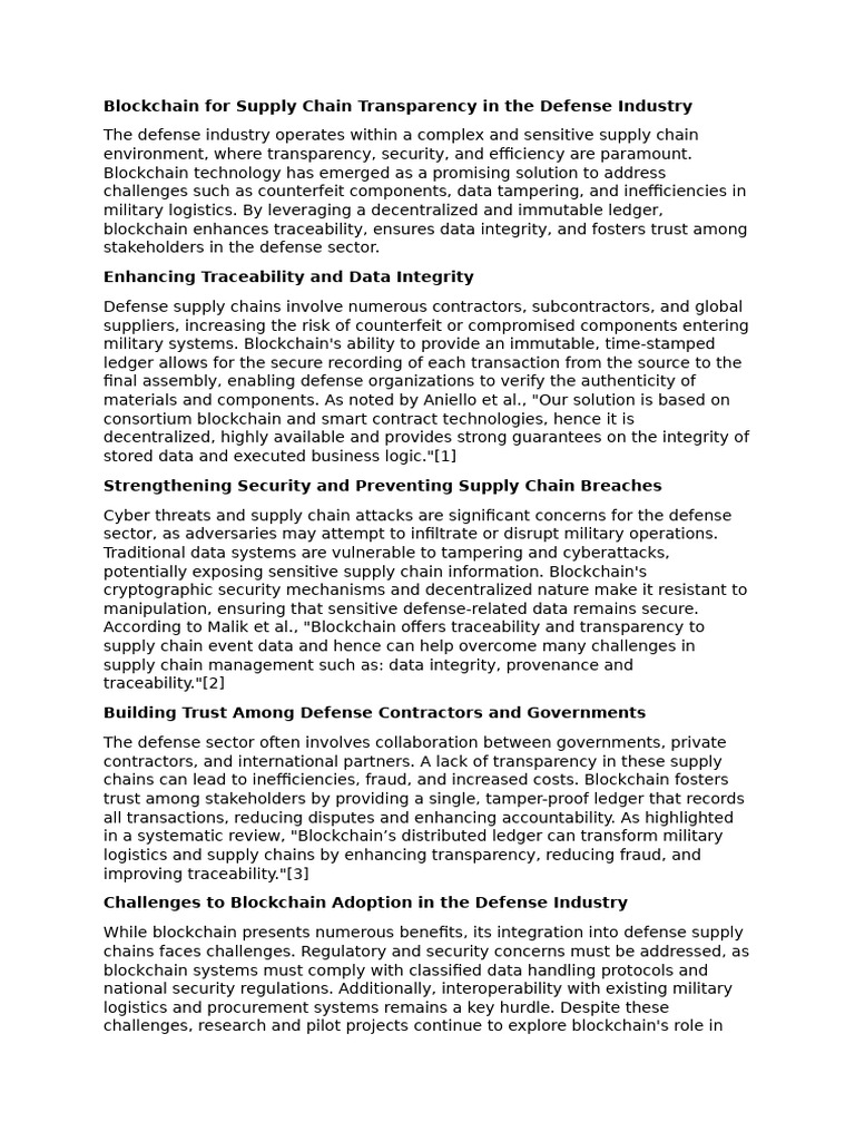 Blockchain Enhancing Defense Supply Chains | PDF | Computer Security ...