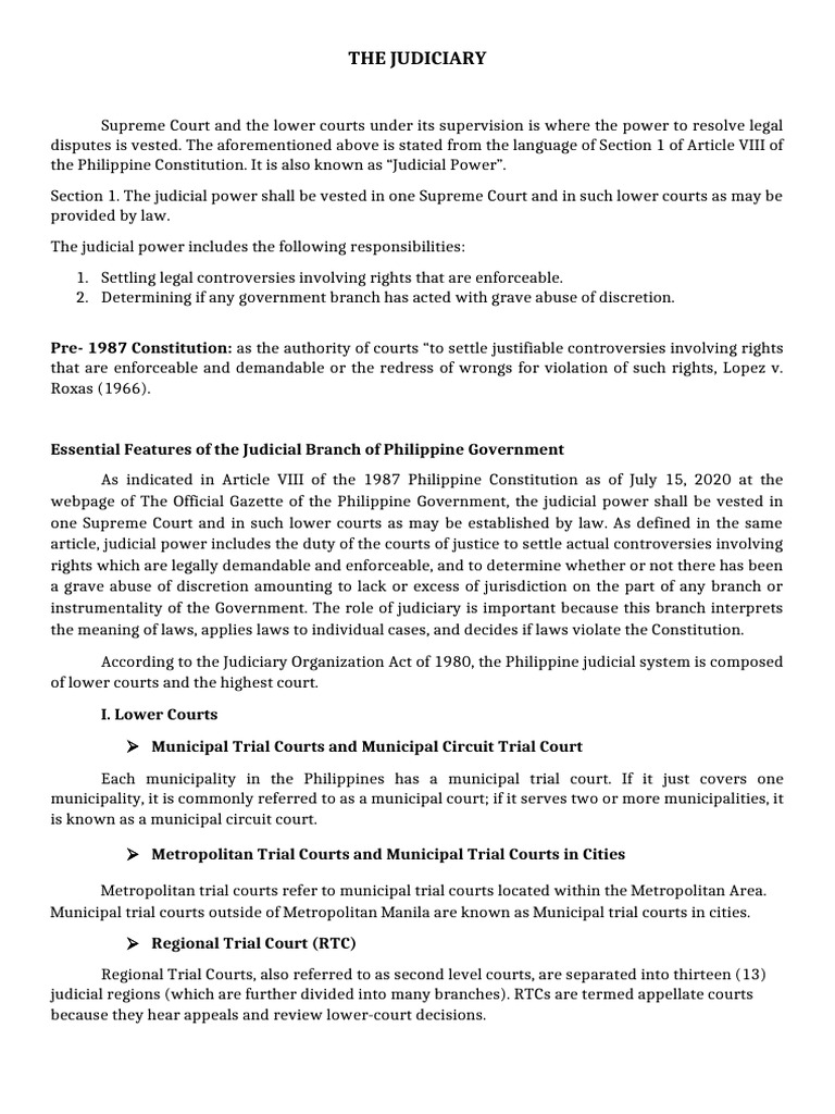 Overview of the Philippine Judiciary System | PDF | Supreme Court Of ...