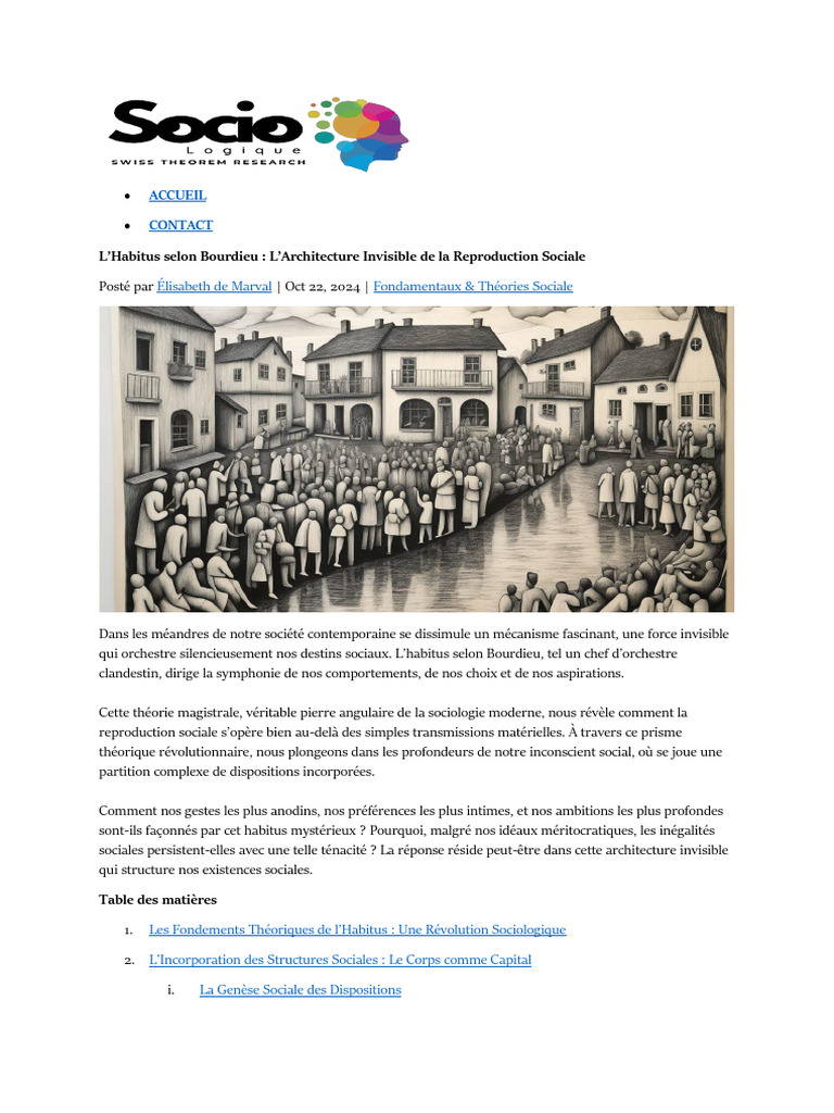 L'Habitus : Mécanisme de Reproduction Sociale | PDF | Capital (Économie ...
