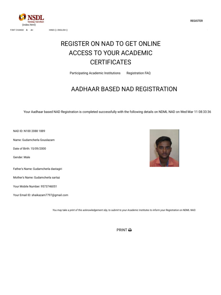 Successful NAD Registration Confirmation | PDF
