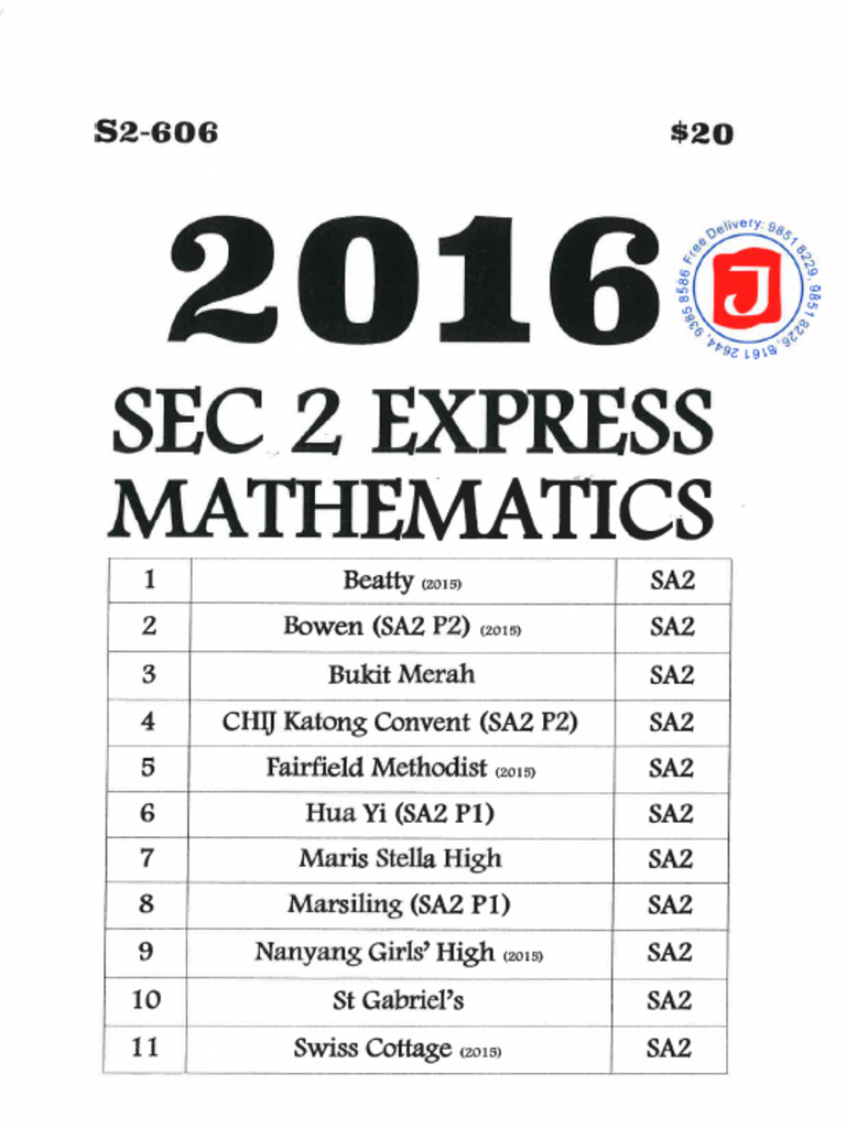 Singapore schools grade 8 maths papers pdf