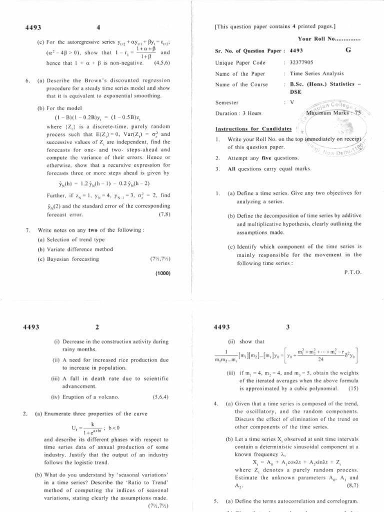 Pyq Time Series Analysis | PDF | Time Series | Algorithms