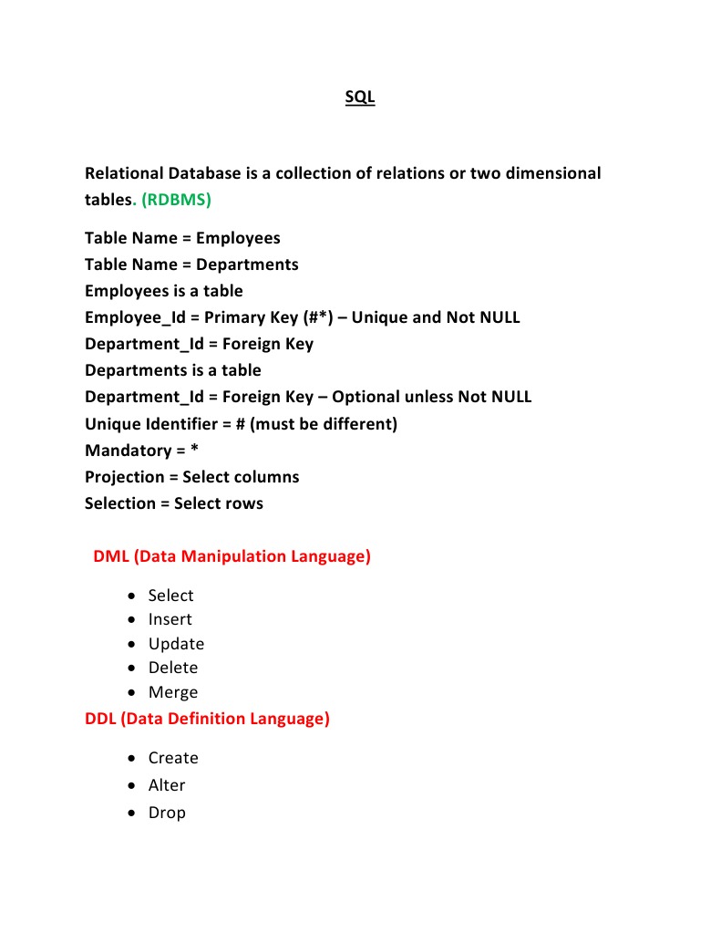 SQL Summary | PDF | Sql | Scientific Modeling