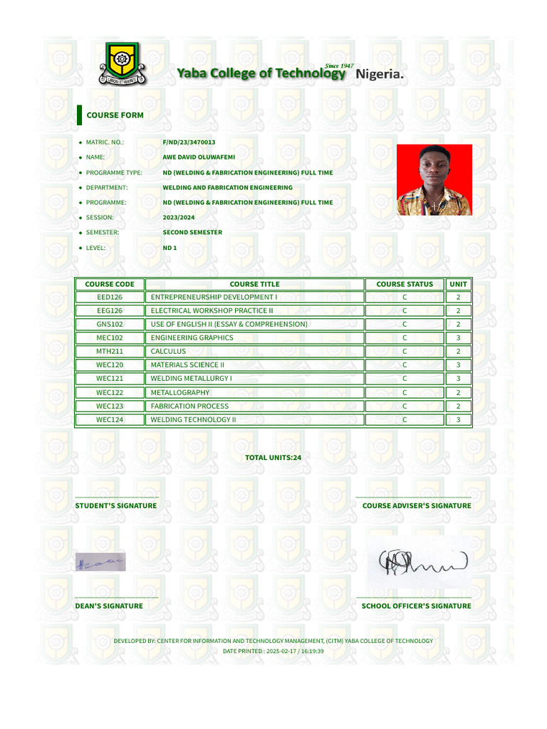 Course Form | PDF