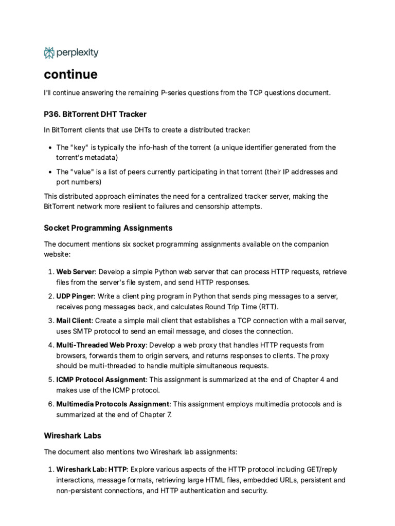 BitTorrent DHT and Socket Programming Tasks | PDF