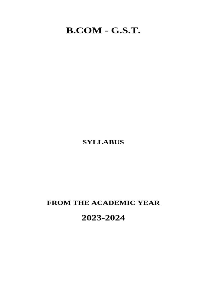 B.Com GST Syllabus 2023-2024 | PDF | Cognition