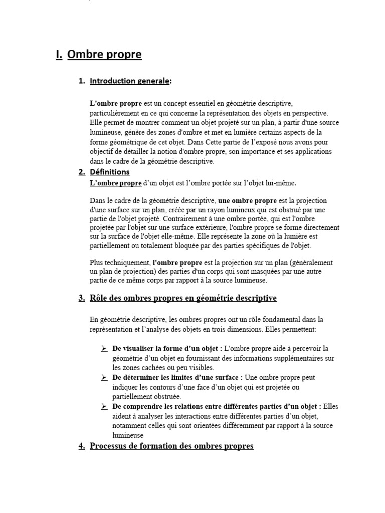 Définition et rôle de l'ombre propre | PDF | Ombre | Modélisation ...