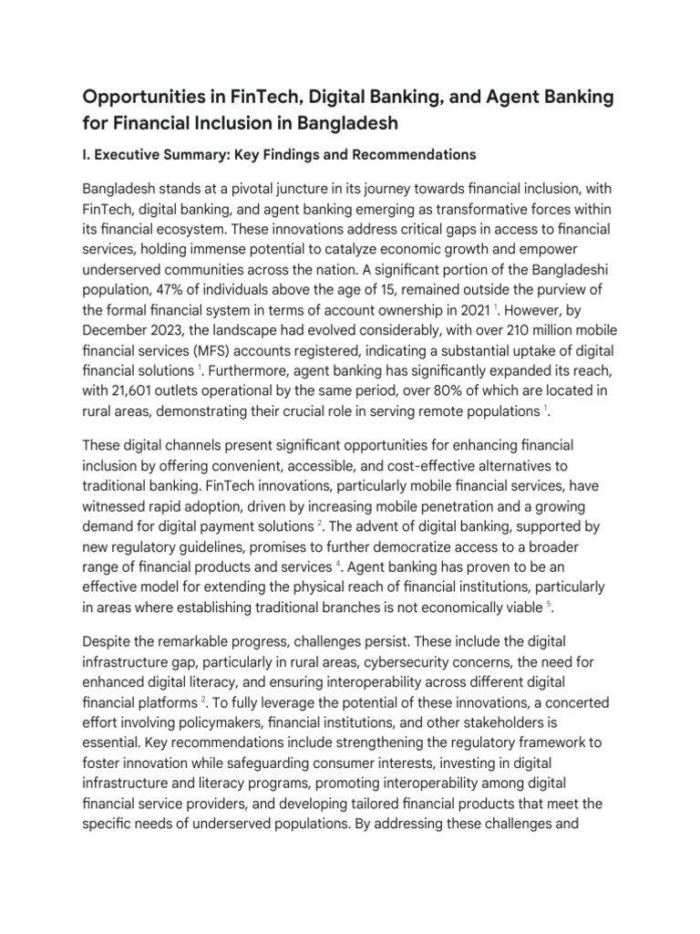 FinTech and Banking for Inclusion in Bangladesh | PDF | Financial ...