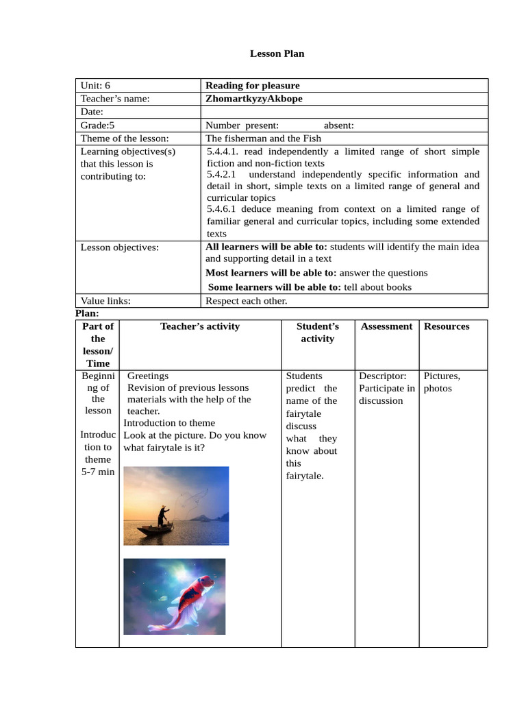 Lesson plan for action | PDF | Lesson Plan | Pedagogy