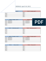 SOCCER FIELD SCHEDULE, April 2 8, 2012