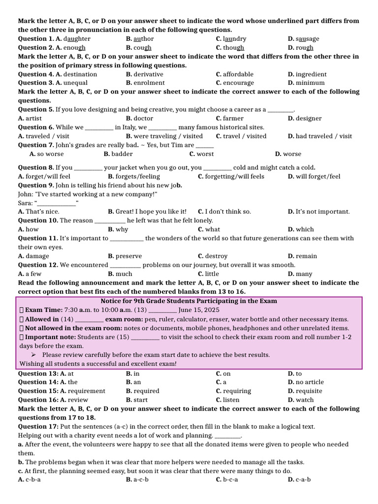Pronunciation and Grammar Quiz Questions | PDF | Antarctica