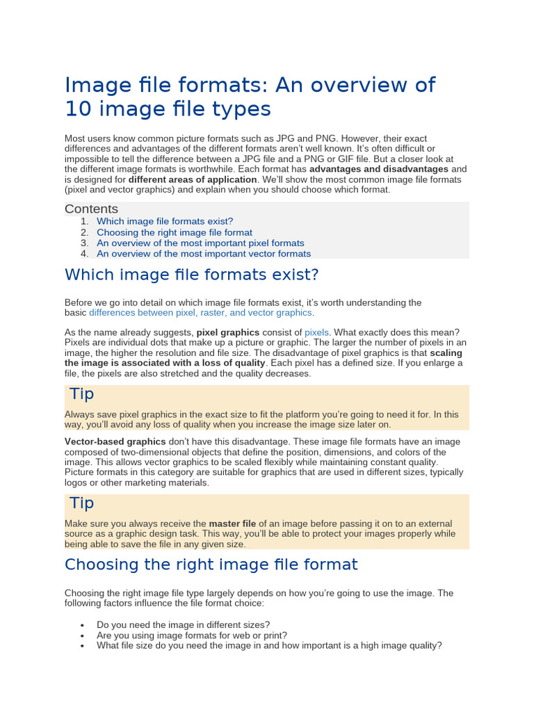 Image File Formats: Pros and Cons | PDF | Adobe Photoshop | Data ...