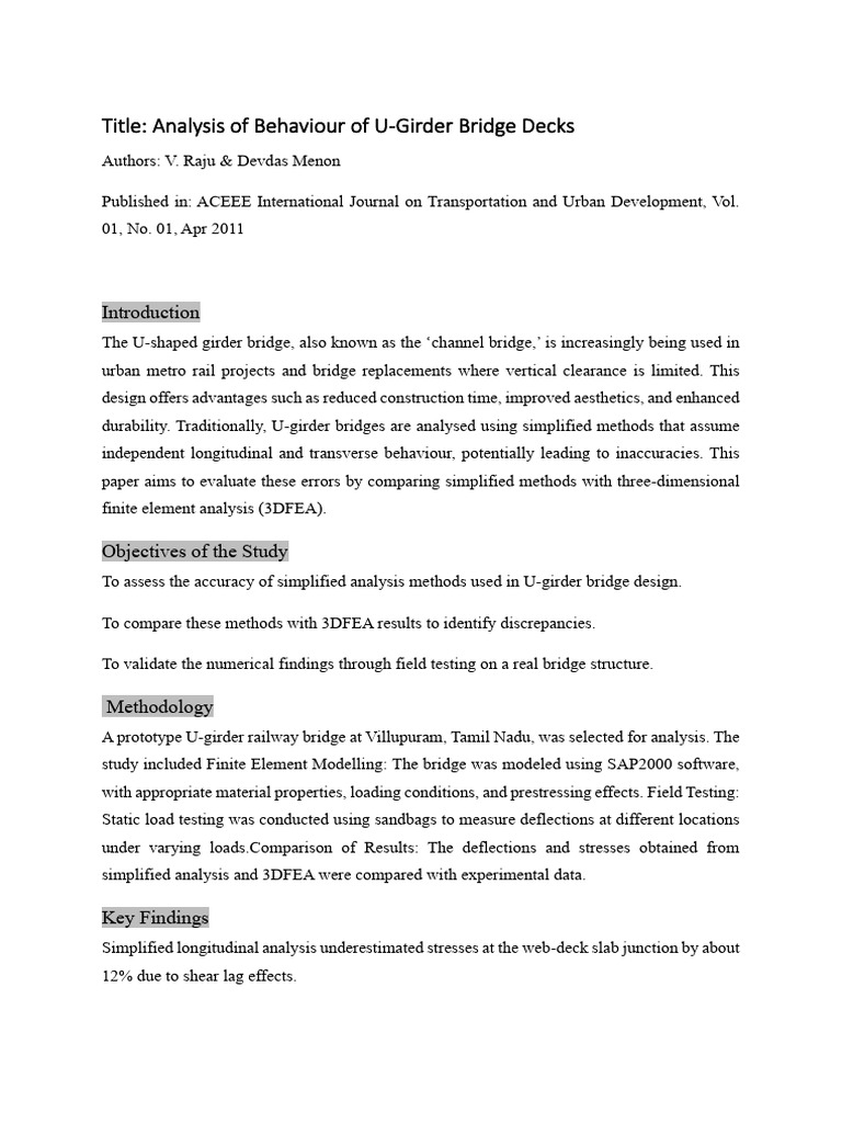 U-Girder Bridge Design Analysis | PDF | Bridge | Beam (Structure)