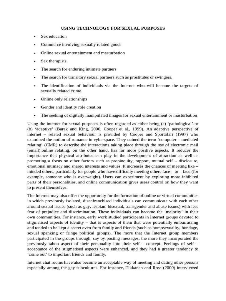 Using Technology For Sexual Purposes | PDF | Intimate Relationships ...