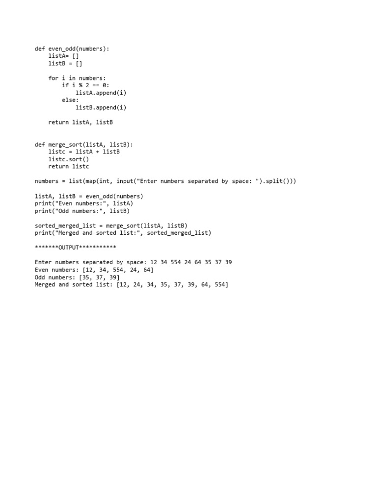 Even and Odd Number Sorting Script | PDF