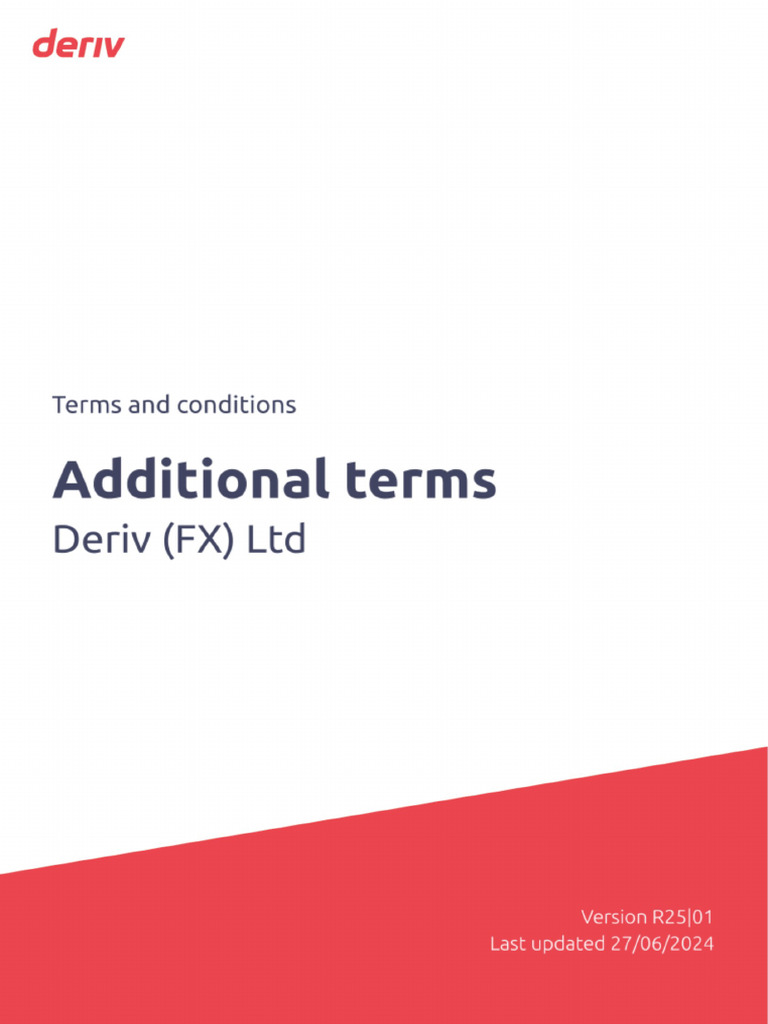 Conditions supplémentaires Deriv (FX) Ltd | PDF | Économie