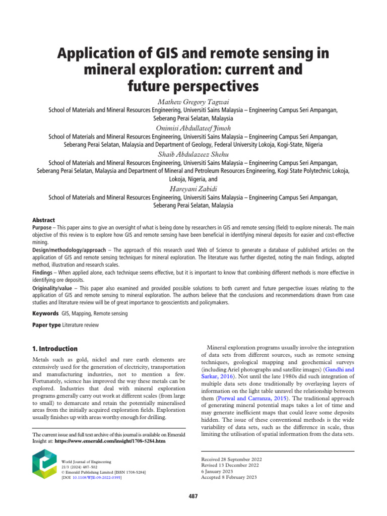 GIS and Remote Sensing in Mineral Exploration | PDF | Remote Sensing ...